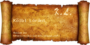 Kölbl Lóránt névjegykártya